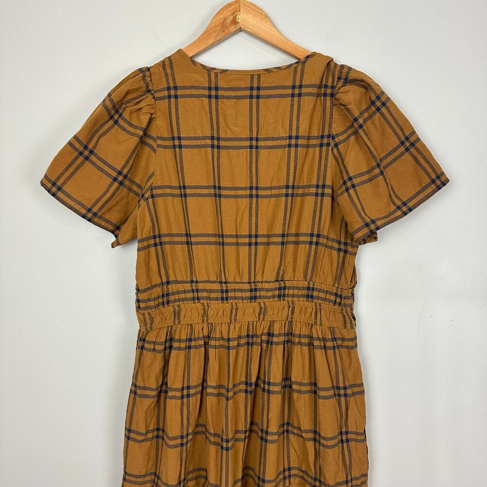 Maeve by Anthropologie Sumerset Camel Plaid Tiered Maxi Dress M Prairie Fall - Picture 12 of 16